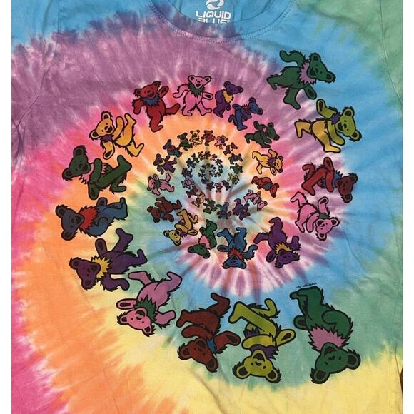 Grateful Dead Shirt Liquid Blue Spiral Bears Tie Dye Size Large - Picture 2 of 6